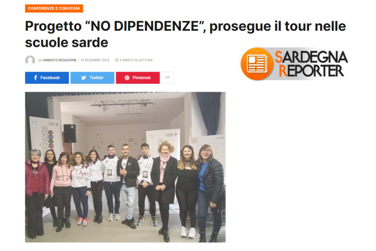 Sardegna Reporter: Progetto “NO DIPENDENZE”, prosegue il tour nelle scuole sarde